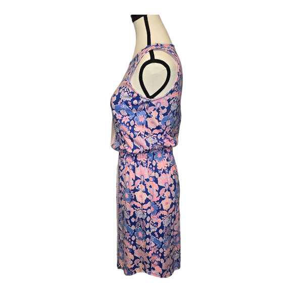 Lilly Pulizter Dress Size XXS Iris Blue Windward Pima Cotton Colorful Resort - Picture 2 of 12